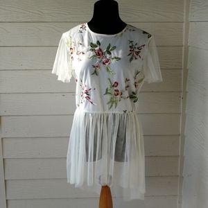 Floral sheer bottom top